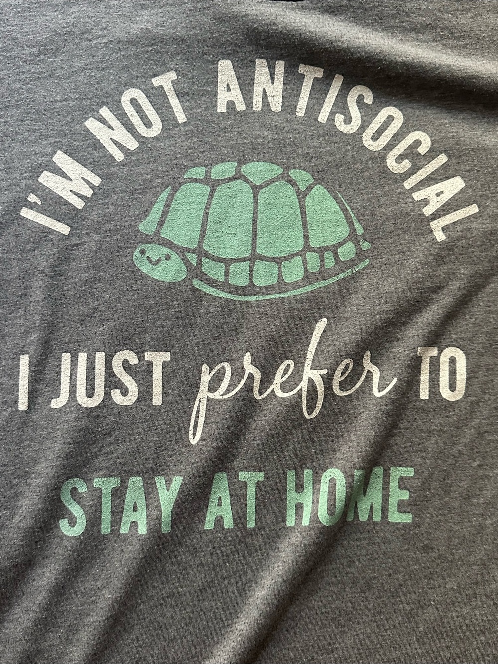 Funny green turtle antisocial grey t shirt XL super soft humor Instant Message